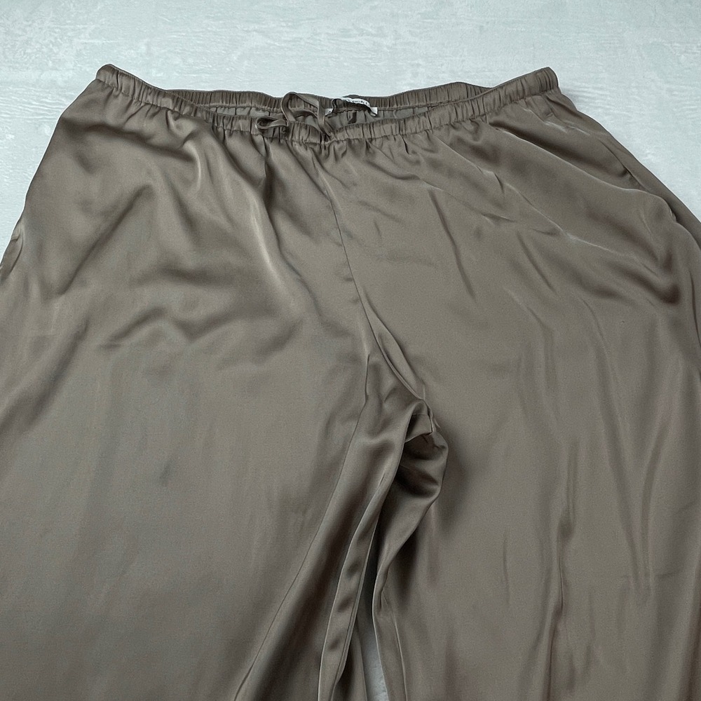 Abercrombie & Fitch Women XL Taupe Satin Wide Leg Elastic Waist Pants Trousers - Picture 13 of 13